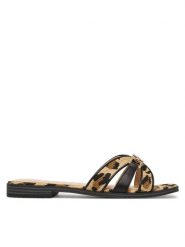 Guess Klapki FLJREA PEL19 Beżowy. Brązowe klapki damskie Guess, z aplikacjami, ze skóry, bez obcasa, bez zapięcia. Za 499.99 zł.