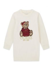 Guess Sukienka dzianinowa K6BK08 Z1308 Kremowy Regular Fit. Białe sukienki dziewczęce Guess, z aplikacjami, z dzianiny, bez ramiączek, proste. Za 214.99 zł.