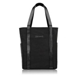 Shopperka materiałowa Paolo Peruzzi E-17-BL czarna. Czarne shopper bag PAOLO PERUZZI, bez wzorów, z bawełny, na ramię, bez dodatków. Za 119.99 zł.