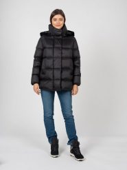 Geox Kurtka "Thaina" | W2626F T2562 | Kobieta | Czarny. Czarne kurtki damskie Geox, bez wzorów, z futra. W wyprzedaży za 599.00 zł.