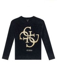 Guess Sweter J5BR07 Z0720 Czarny Regular Fit. Czarne swetry dziewczęce Guess, z aplikacjami, z syntetyku, bez kołnierzyka, bez ramiączek. Za 149.99 zł.