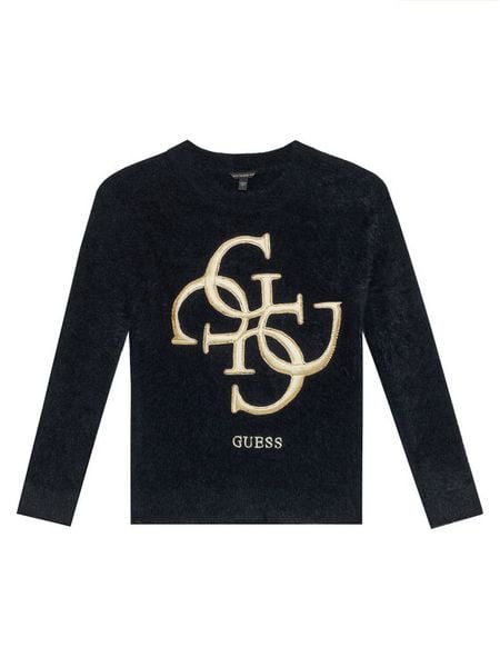 Guess Sweter J5BR07 Z0720 Czarny Regular Fit. Czarne swetry dziewczęce Guess, z aplikacjami, z syntetyku, bez kołnierzyka, bez ramiączek. Za 149.99 zł.