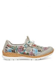 Rieker Sneakersy N42V1-40 Szary. Szare obuwie sportowe damskie Rieker, z materiału, bez zapięcia. Za 259.99 zł.