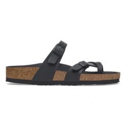 Birkenstock Mayari BF Triples Black Japonki damskie. Czarne klapki damskie Birkenstock, bez wzorów, bez obcasa, bez zapięcia. Za 399.99 zł.