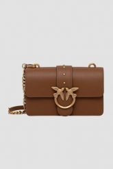 PINKO Brązowa kopertówka Love One Mini St. Cl Vitello Seta. Brązowe torebki wieczorowe damskie Pinko, bez wzorów, ze skóry, bez dodatków. W wyprzedaży za 1,059.99 zł.