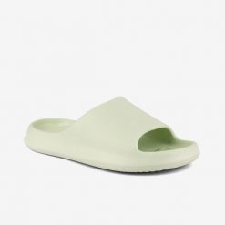 Klapki damskie Coqui matcha. Brązowe klapki damskie Coqui, bez wzorów, z materiału, bez obcasa, na płaskiej podeszwie, bez zapięcia. Za 111.99 zł.