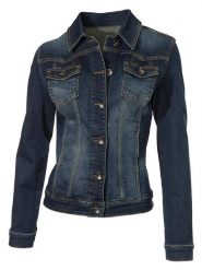 Heine Kurtka dżinsowa w kolorze granatowym rozmiar: 42. Niebieskie kurtki damskie Heine, bez wzorów, bez kaptura. Za 152.95 zł.