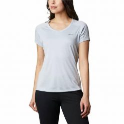 Koszulka z krótkim rękawem Damska Running Columbia Zero Rules™ Szary. Szare koszulki damskie Columbia, s, bez wzorów, bez kołnierzyka, bez ramiączek. Za 120.99 zł.