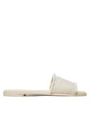 Tommy Hilfiger Klapki Fringe Canvas Flat Sandal FW0FW08908 Beżowy. Brązowe klapki damskie Tommy Hilfiger, bez wzorów, z materiału, bez obcasa, bez zapięcia. Za 249.99 zł.