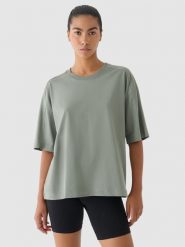 4F T-shirt oversize damski 4F x Anna Lewandowska - khaki L. Brązowe t-shirty damskie 4F, l, bez wzorów, z bawełny, bez kołnierzyka. W wyprzedaży za 59.99 zł.