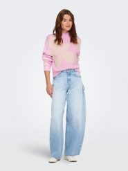 JDY Sweter "Kilian" w kolorze jasnoróżowo-kremowym rozmiar: XS. Brązowe swetry klasyczne damskie JDY, xs, bez kołnierzyka. Za 104.99 zł.