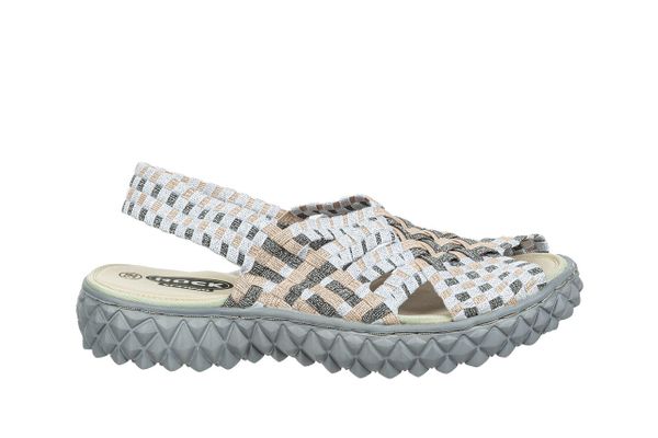 Sandały Rock Dakota Rose Platinum 032055, Szary, Materiał - 37. Szare sandały damskie Rock Spring, bez wzorów, z materiału, bez obcasa, bez zapięcia. W wyprzedaży za 164.99 zł.