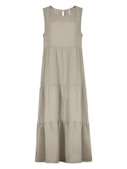 Sublevel Sukienka w kolorze szarobrązowym rozmiar: XL. Brązowe sukienki damskie Sublevel, bez wzorów, z wiskozy, bez ramiączek. Za 82.99 zł.