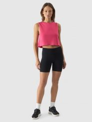 4F Legginsy krótkie z wysokim stanem damskie - czarne M. Czarne legginsy damskie 4F, m, bez wzorów, z dzianiny. Za 59.99 zł.