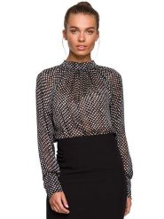 Stylove Bluzka w kolorze czarnym ze wzorem rozmiar: XXL. Czarne bluzki damskie Stylove, xxl, bez wzorów, bez kołnierzyka, bez ramiączek. Za 148.26 zł.