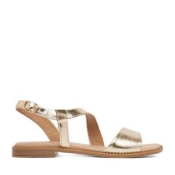 Sandały Lasocki. Żółte sandały damskie Lasocki, bez wzorów, bez obcasa, na płaskiej podeszwie, bez zapięcia. Za 139.99 zł.