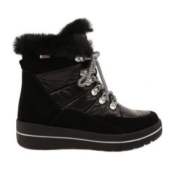 Czarne Śniegowce Waterproof Caprice 26240-29 019. Czarne śniegowce damskie z futra. W wyprzedaży za 184.76 zł.