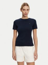 Tommy Hilfiger T-Shirt New Cody WW0WW40587 Granatowy Regular Fit. Niebieskie t-shirty damskie Tommy Hilfiger, m, bez wzorów, z bawełny, bez kołnierzyka. Za 139.99 zł.