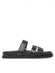 Tory Burch Klapki Ines Sport Slide 161636 Czarny. Czarne klapki damskie Tory Burch, bez wzorów, ze skóry, bez obcasa, bez zapięcia. Za 1,129.00 zł.