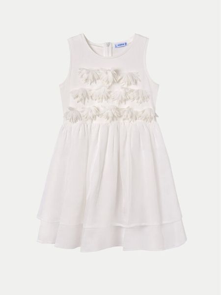 Mayoral Sukienka codzienna 06968 Écru Regular Fit. Sukienki dziewczęce Mayoral, bez wzorów, z syntetyku, bez ramiączek, proste. Za 129.99 zł.