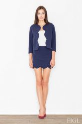 Elegancki Granatowy Komplet Spódnica + Żakiet. Niebieskie marynarki i żakiety damskie Figl, l, bez wzorów, z materiału, eleganckie. Za 299.00 zł.