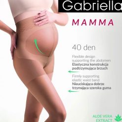 Rajstopy Gabriella Mamma 40 den beige. Brązowe rajstopy Gabriella, bez wzorów, z bawełny. Za 33.90 zł.