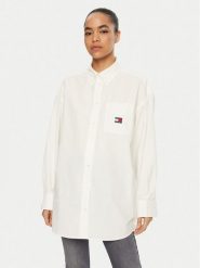 Tommy Jeans Koszula DW0DW19357 Biały Oversize. Białe koszule damskie Tommy Jeans, xl, bez wzorów, z bawełny, bez kołnierzyka, bez ramiączek. W wyprzedaży za 269.99 zł.