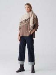 OPUS Szal "Awaro" w kolorze beżowym - 144 x 80 cm rozmiar: onesize. Brązowe szaliki damskie Opus, bez wzorów, ze skóry. Za 156.98 zł.