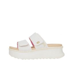 Sandały HEY DUDE DELRAY SLIDE EYELET Biały. Białe sandały damskie PRO BRANDS, bez wzorów, z tkaniny, bez obcasa, bez zapięcia. Za 281.99 zł.