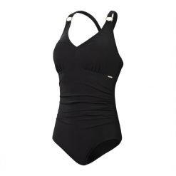 Damski 1-częściowy kostium kąpielowy z dekoltem w szpic Speedo Eco. Czarne stroje jednoczęściowe Speedo, bez wzorów. Za 332.50 zł.