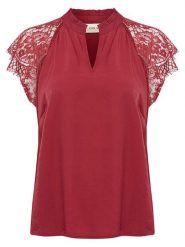 Kaffe Bluzka w kolorze czerwonym rozmiar: 38. Czerwone bluzki damskie Kaffe, bez wzorów, z koronki, bez kołnierzyka, bez ramiączek. Za 82.83 zł.