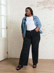 Jeansy wide leg Plus Size - czarny. Czarne jeansy damskie Sinsay, plus size. W wyprzedaży za 59.99 zł.