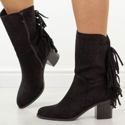 Czarne ażurowe botki damskie na obcasie M.Daszyński 2337-15. Czarne botki damskie M.Daszyński, na jesień, z jeansu, boho, bez obcasa, na obcasie, bez zapięcia. W wyprzedaży za 197.10 zł.