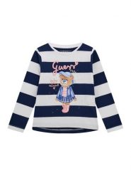 Guess Bluzka K5BI11 K9NF4 Granatowy Regular Fit. Niebieskie bluzki i koszule dziewczęce Guess, z aplikacjami, z bawełny, bez kołnierzyka, bez ramiączek. Za 119.99 zł.