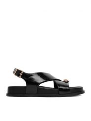 MEXX Sandały EO-W24Q18459-2 Czarny. Czarne sandały damskie Mexx, bez wzorów, ze skóry, bez obcasa, na płaskiej podeszwie, bez zapięcia. Za 299.99 zł.