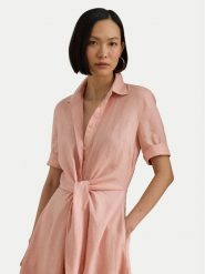 LAUREN RALPH LAUREN Sukienka koszulowa 200905667023 Różowy Regular Fit. Czerwone sukienki damskie Lauren Ralph Lauren, bez wzorów, ze lnu, bez ramiączek. Za 1,499.00 zł.