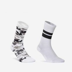 Skarpetki fitness Domyos wysokie. Białe skarpetki damskie DOMYOS, bez wzorów, z dzianiny. Za 20.99 zł.