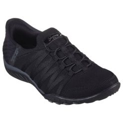 Buty sportowe Sneakersy damskie, Slip-ins: Breathe Easy - Roll With Me. Czarne obuwie sportowe casual damskie Skechers, z gumy, bez zapięcia. Za 349.99 zł.