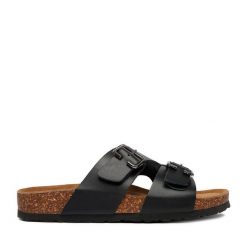 Klapki Lasocki. Czarne klapki damskie Lasocki, bez wzorów, bez obcasa, bez zapięcia. Za 149.99 zł.