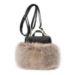 Beżowa Elegancka Torebka Luka-Pelli Plecaczek Z Naturalnym Futrem Z Lisa. Brązowe torebki klasyczne damskie Luka-Pelli, ze skóry, na ramię, bez dodatków. Za 529.00 zł.