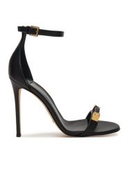 Elisabetta Franchi Sandały SA12L61E2 Czarny. Czarne sandały damskie Elisabetta Franchi, bez wzorów, ze skóry, bez obcasa, na szpilce, bez zapięcia. Za 2,729.00 zł.