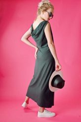 Długa Sukienka z Kamykiem Grafit. Szare sukienki damskie Hultaj Polski, bez wzorów, z bawełny, eleganckie, bez ramiączek. Za 219.00 zł.