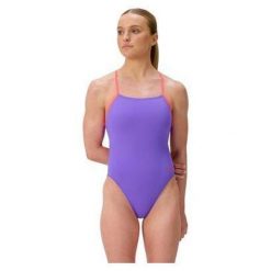 Strój kąpielowy damski Speedo Fl Solid Tie Back Af. Niebieskie stroje jednoczęściowe Speedo, bez wzorów, z materiału. Za 169.99 zł.