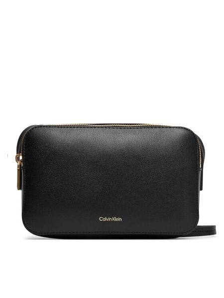 Calvin Klein Torebka Foil Logo Elongated Camera Bag LV04F3276G Czarny. Czarne listonoszki damskie Calvin Klein, bez wzorów, ze skóry, bez dodatków. Za 259.99 zł.