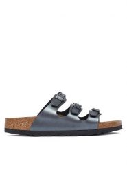 Birkenstock Klapki Florida 1033035 Czarny. Czarne klapki damskie Birkenstock, bez wzorów, z syntetyku, bez obcasa, bez zapięcia. Za 399.99 zł.
