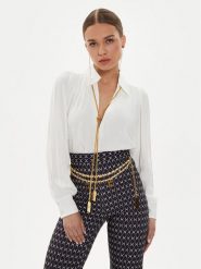 Elisabetta Franchi Bluzka CA0-934-6E2-V420 Biały Standard Fit. Białe bluzki damskie Elisabetta Franchi, bez wzorów, z syntetyku, bez kołnierzyka, bez ramiączek. Za 1,439.00 zł.
