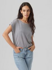 Vero Moda Koszulka w kolorze niebiesko-białym rozmiar: L. Białe bluzki damskie Vero Moda, l, bez wzorów, bez kołnierzyka, bez ramiączek. Za 61.95 zł.