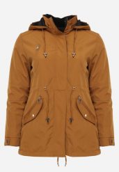 Brązowo-Czarna Przejściowa Kurtka Dwustronna Parka z Pikowaniem i Kapturem Tidare. Brązowe kurtki damskie Born2be, l, z jeansu. Za 99.99 zł.