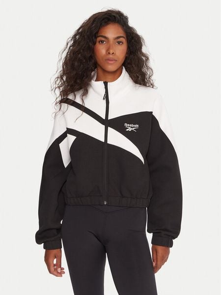 Reebok Bluza RK25139CCW Czarny Regular Fit. Czarne bluzy damskie Reebok, m, bez wzorów, z bawełny, bez kaptura. Za 349.99 zł.