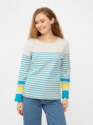 Derbe Koszulka w kolorze kremowo-błękitnym rozmiar: L. Brązowe bluzki damskie Derbe, l, bez wzorów, z bawełny, bez kołnierzyka, bez ramiączek. Za 170.07 zł.